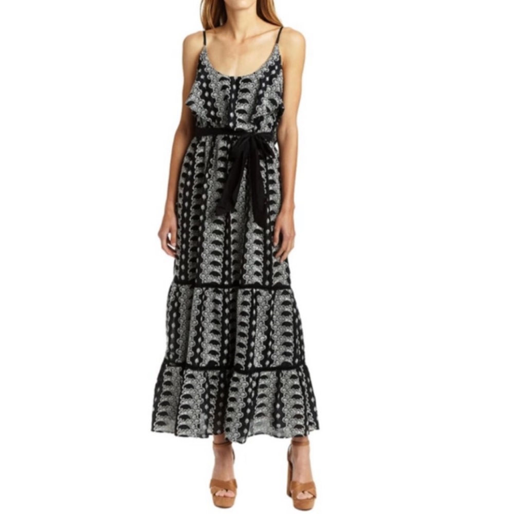 Anthropologie Love The Label Mariposa Dress Bohemian Tiered Maxi Embroidered XS